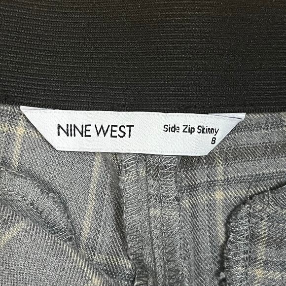 Nine West Plaid High Rise Skinny Ankle Pants Size 8 preppy academia office siren - Picture 7 of 11